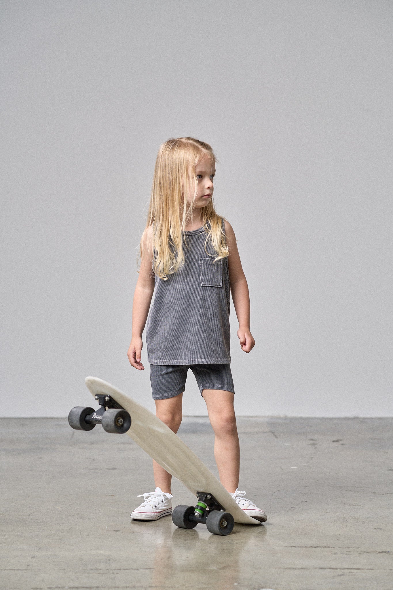 Little Bipsy Acid Wash Ribbed Bike Short || Black