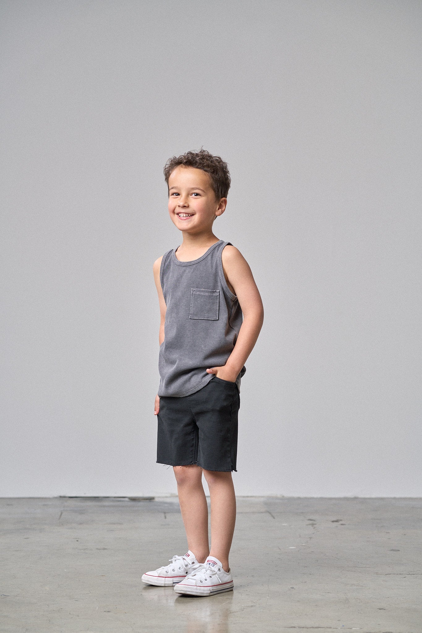 Little Bipsy Acid Wash Ribbed Tank || Black