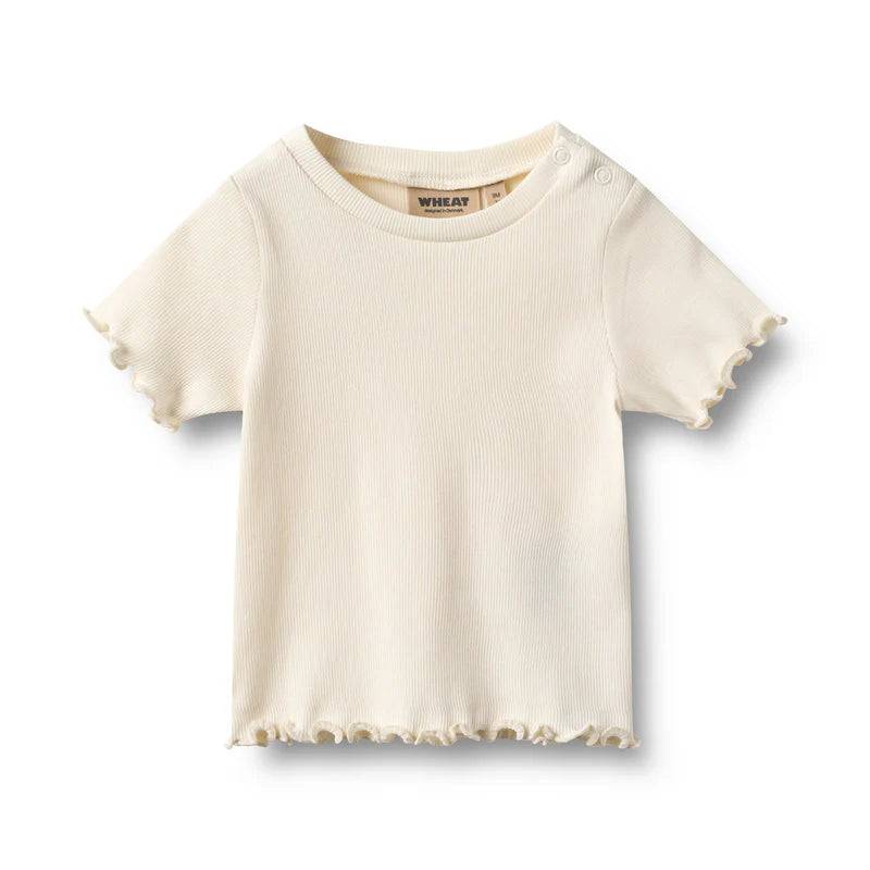 Wheat Kids Rib T-Shirt Alicia || Ivory