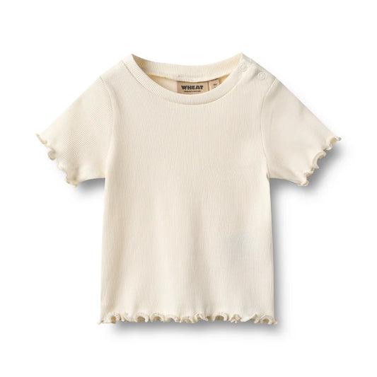Wheat Kids Rib T-Shirt Alicia || Ivory