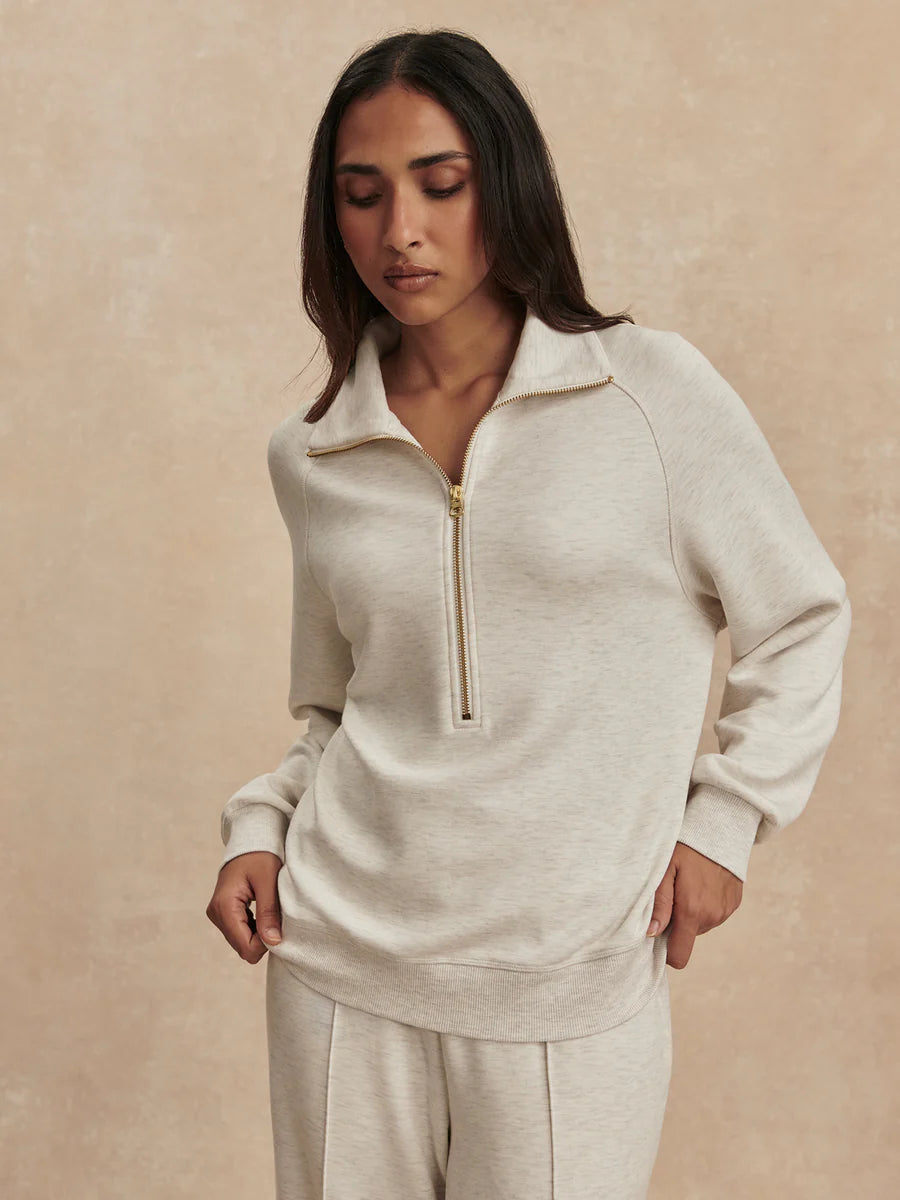 Varley Selene Half-Zip Sweat || Ivory Marl
