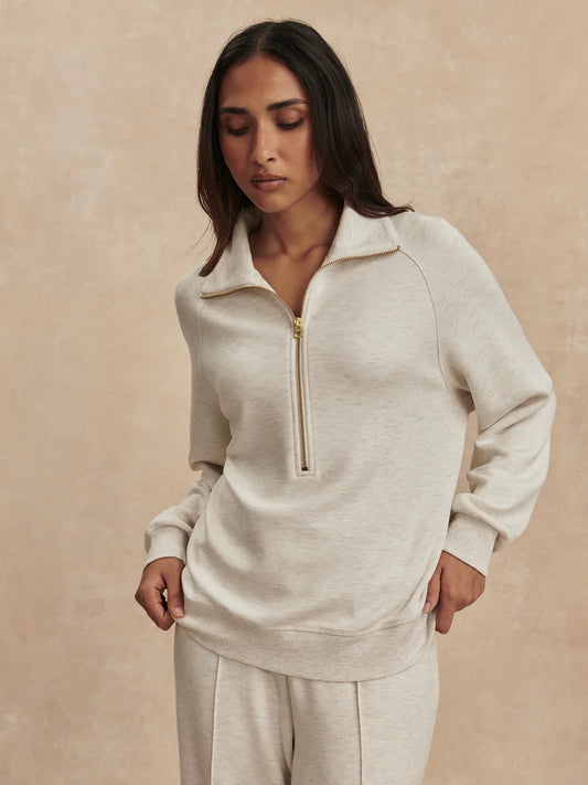 Varley Selene Half-Zip Sweat || Ivory Marl