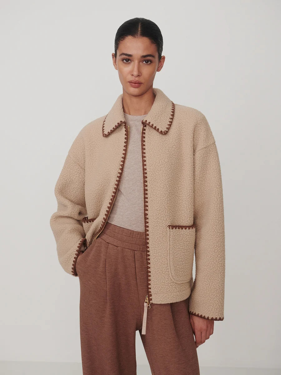 Varley Ruiko Zip Through Fleece || Light Taupe