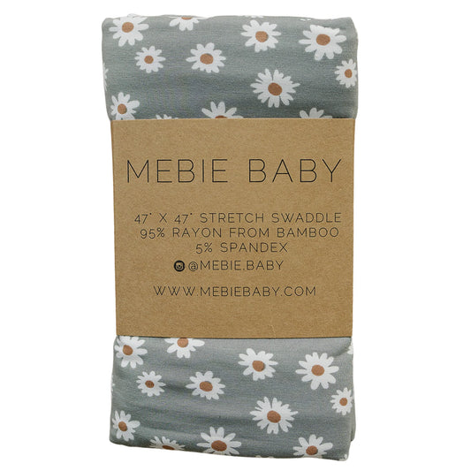 Mebie Baby Bamboo Stretch Swaddle || Light Green Daisy