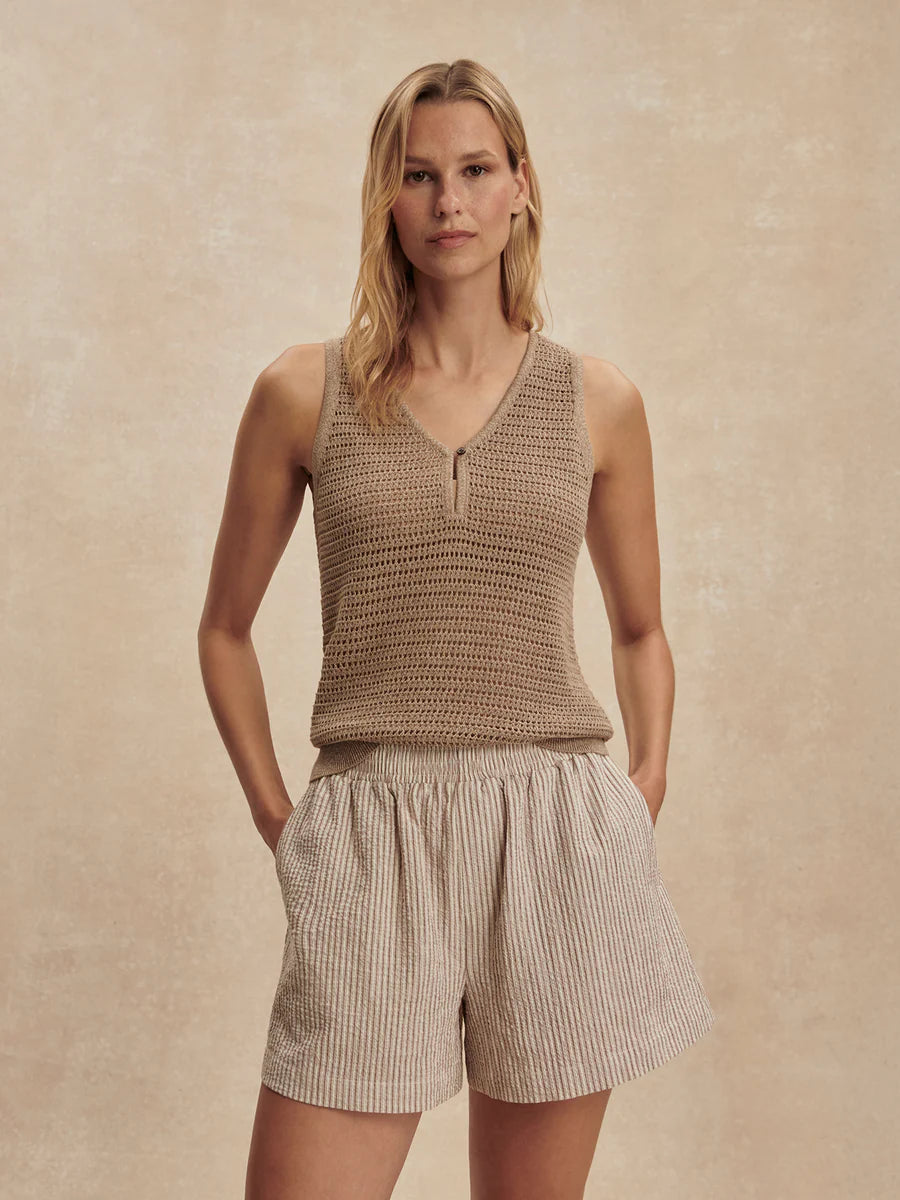Varley Darina Shorts 4" || Birch Taupe Stripe