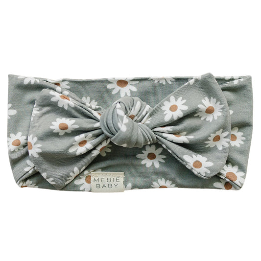 Mebie Baby Bamboo Head Wrap || Light Green Daisy