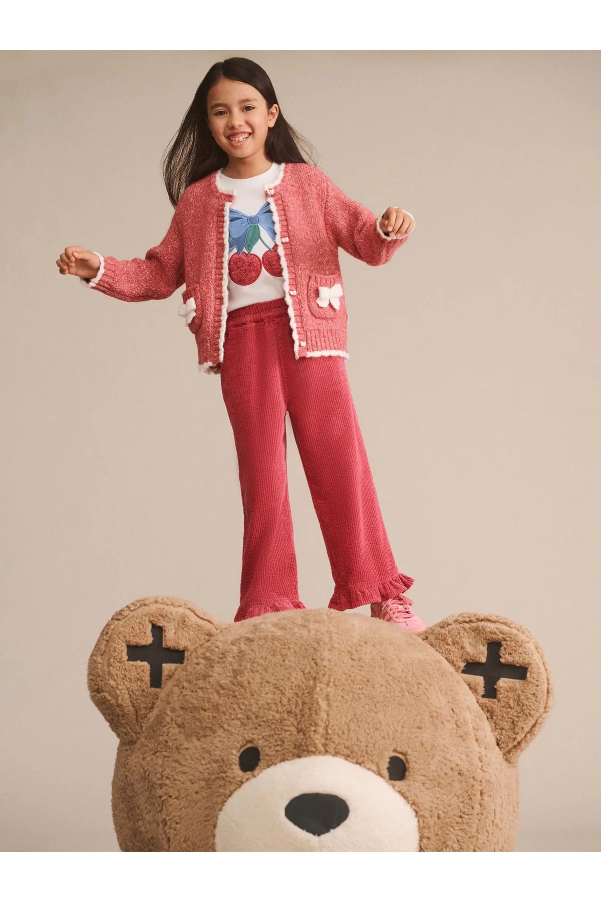 Hux Berry 3D Bow Scalloped Cardi