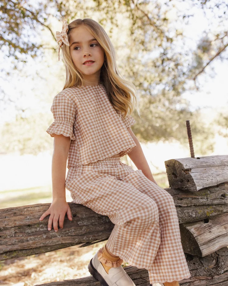 Rylee + Cru Wide Leg Pant || Fawn Gingham