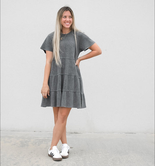 Little Bipsy Women's Acid Wash Waffle Dress