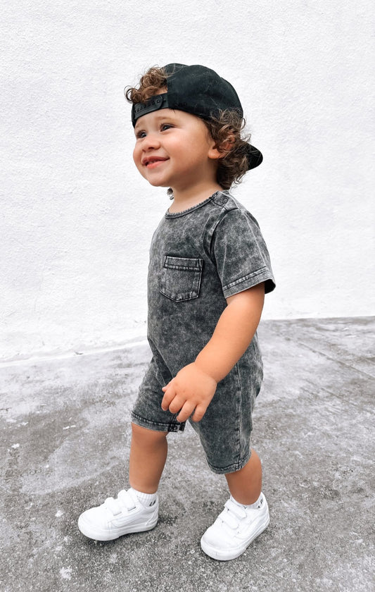 Little Bipsy Acid Wash Shortie Romper