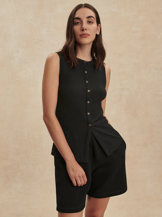 Varley Latia Button Through Tank || Black