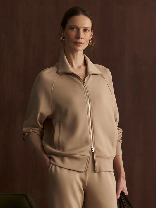 Varley Tyde Zip-Through Sweat || Light Taupe