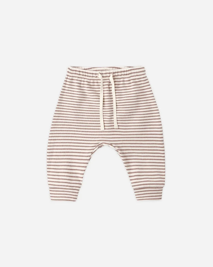 Quincy Mae Drawstring Pant || Cocoa Microstripe