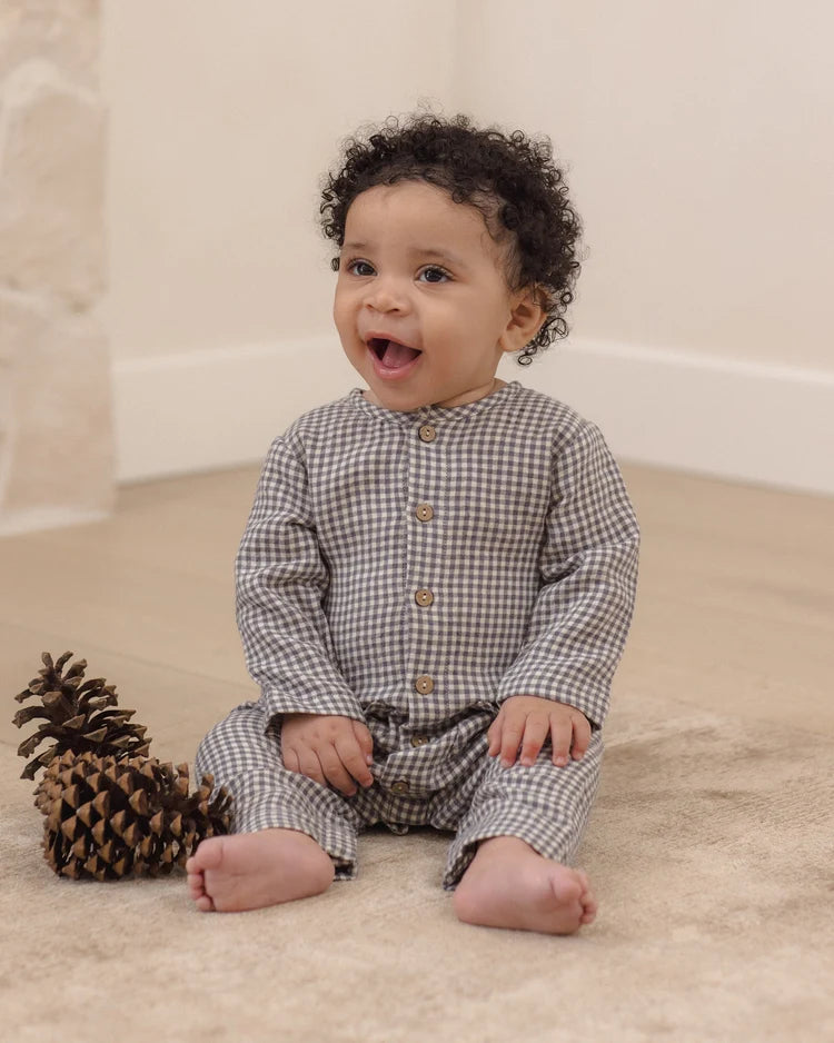 Quincy Mae Pocketed Woven Jumpsuit || Midnight Gingham