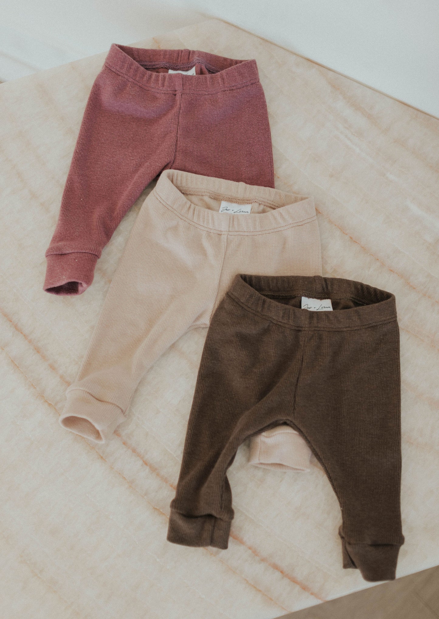 Jax and Lennon Ribbed Infant Leggings || Opal