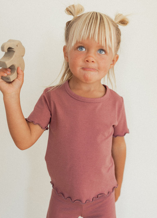 Jax + Lennon Kids Lettuce Hem Tee || Dusty Fig