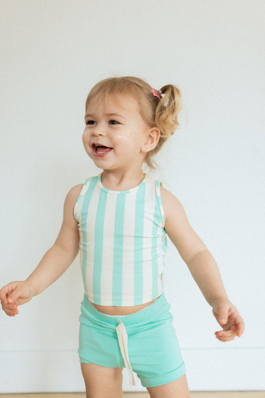 Jax and Lennon High Neck Tank || Cabana Stripe