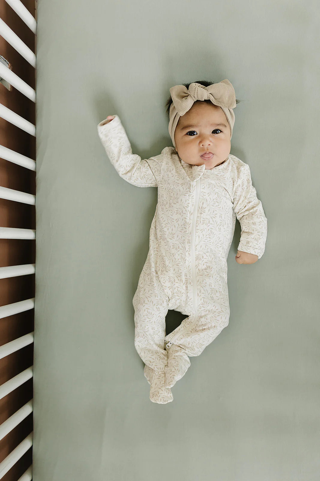 Mebie Baby Bamboo Stretch Crib Sheet || Sage