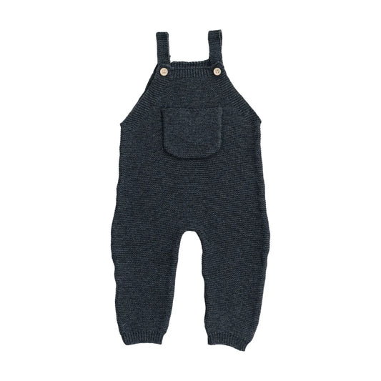 Mebie Baby Charcoal Knit Pocket Overalls
