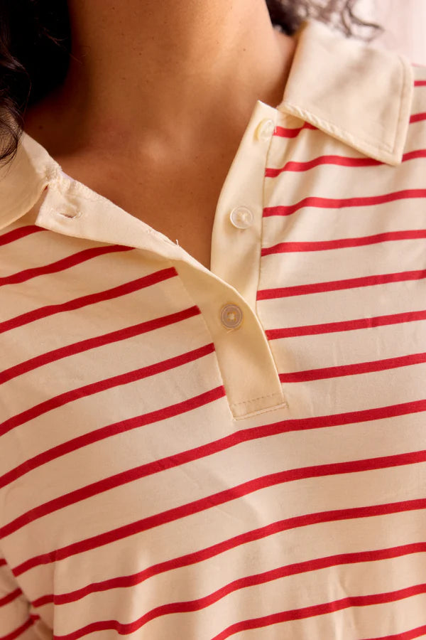 Bambi & Birdie Ladies Polo Set || Red Stripe
