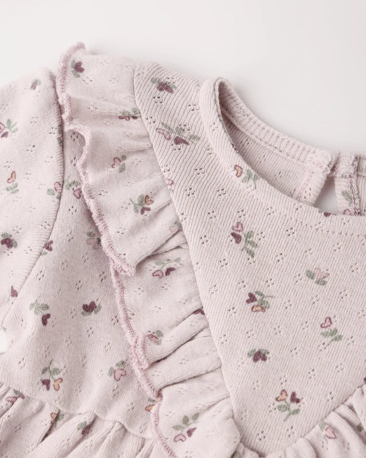 Quincy Mae Long Sleeve Ruffle V Dress || Heart Ditsy