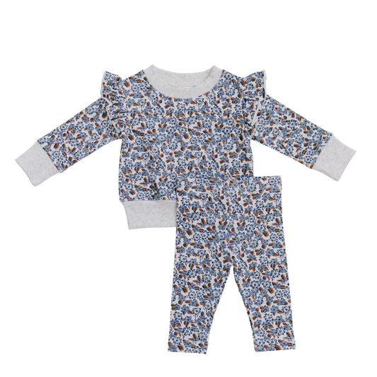 Mebie Baby Blue Meadow Ruffle French Terry Set