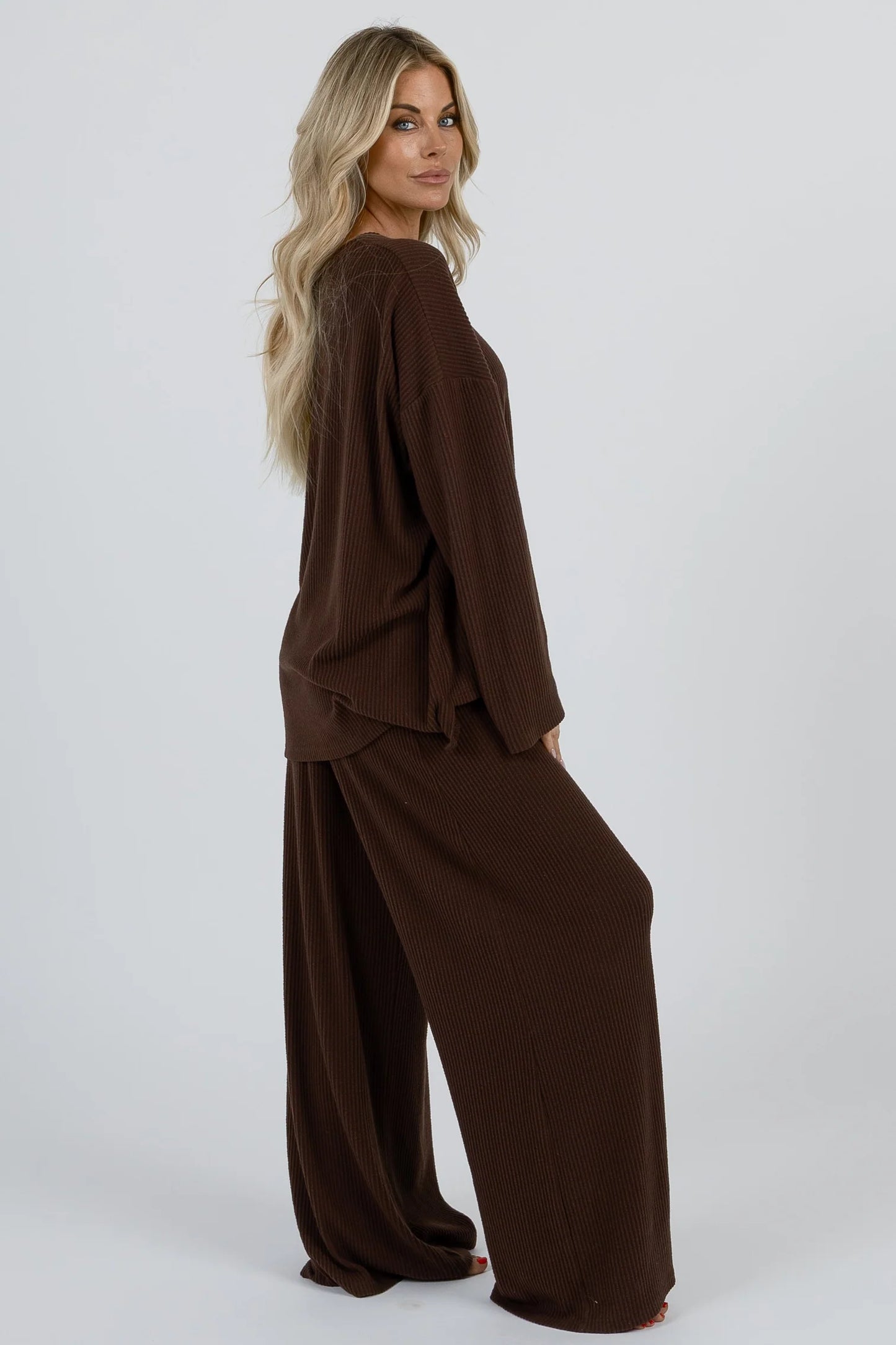 Foxy Kind Yacht Club Pant Set Long Sleeve || Cocoa