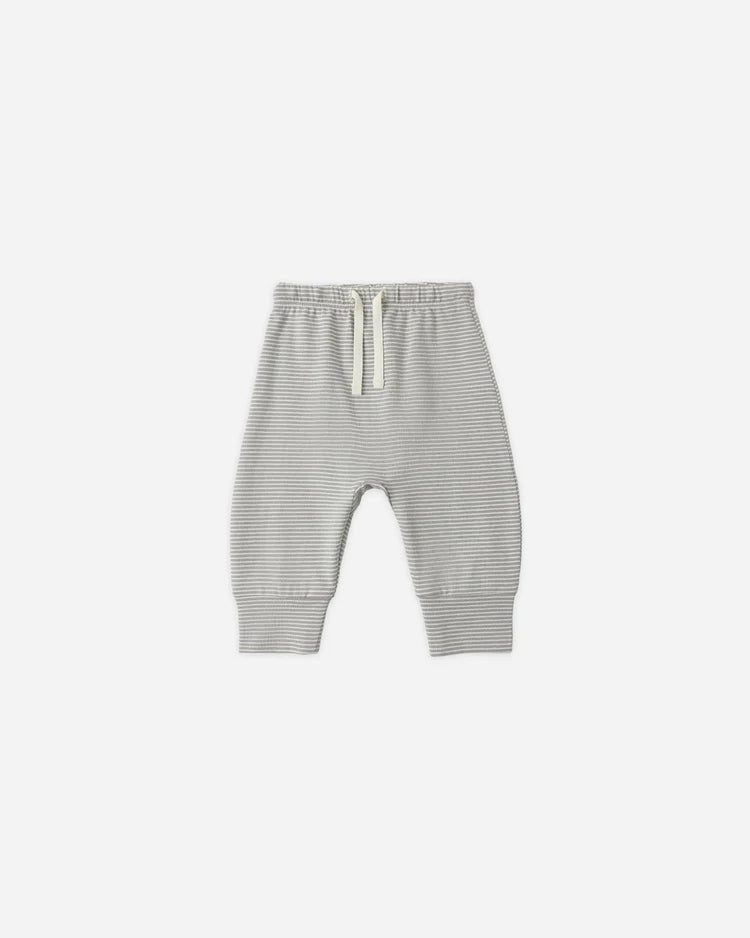 Quincy Mae Drawstring Pant || Sage Micro Stripe