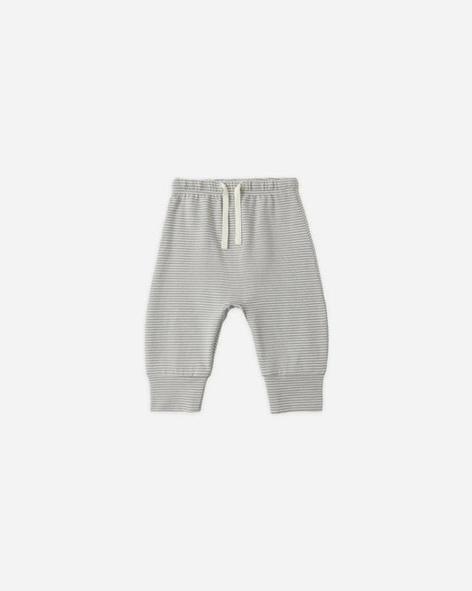 Quincy Mae Drawstring Pant || Sage Micro Stripe