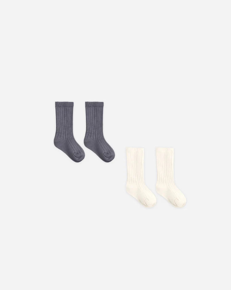 Quincy Mae Sock Set || Midnight, Ivory
