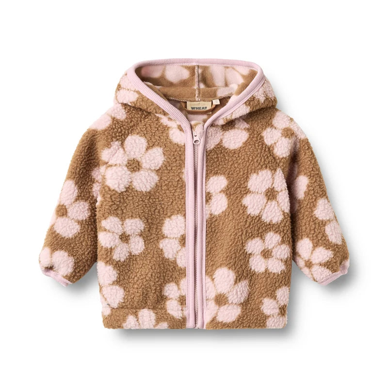 Wheat Kids Fleece Cardigan Martinus || Warm Hazel Flowers