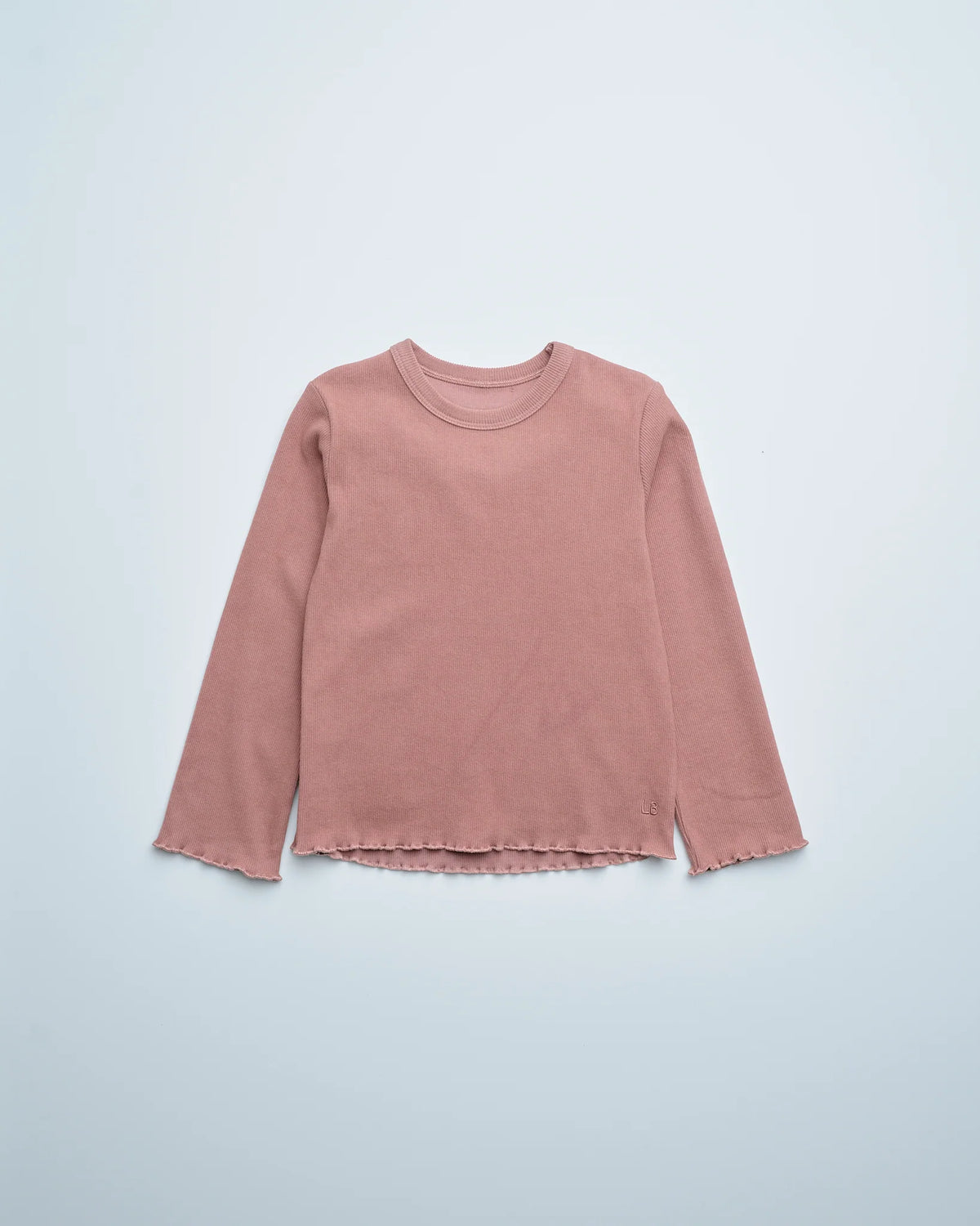 PRE-ORDER Little Bipsy Long Sleeve Ribbed Lettuce Trim Tee || Pink