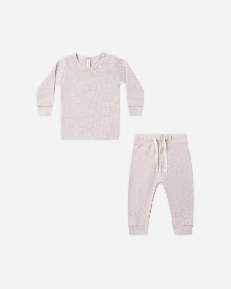 Quincy Mae Waffle Top + Pant Set || Lilac Mist