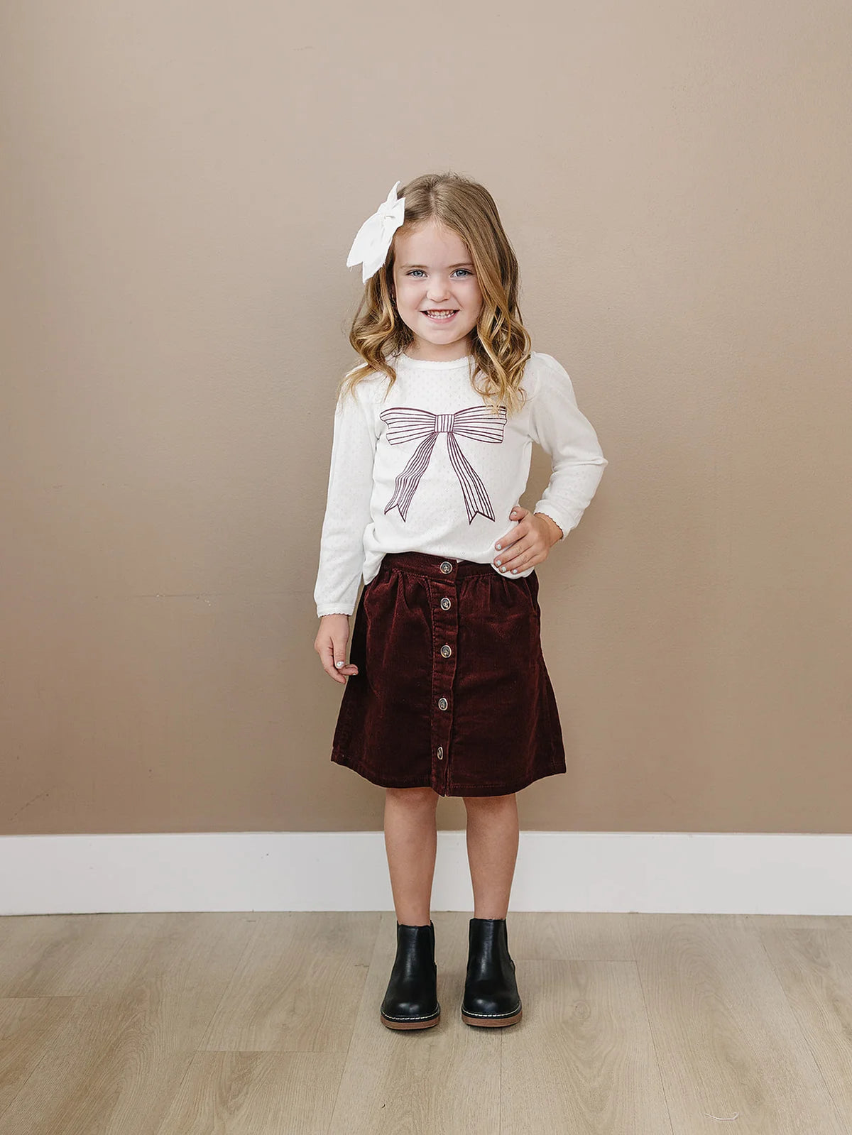 Mebie Baby Bow Pointelle Long Sleeve