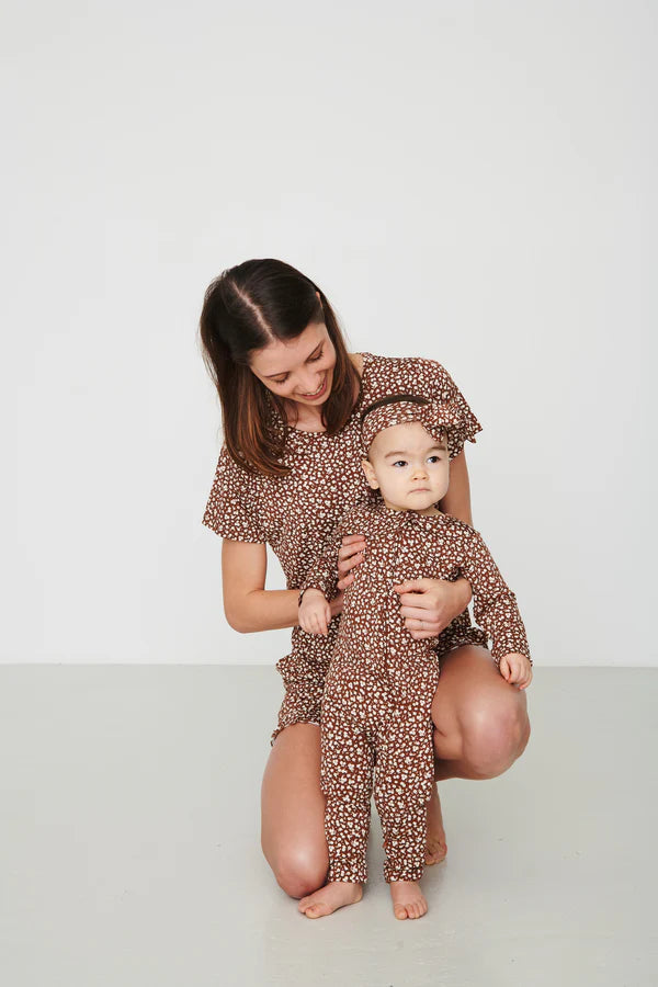 Bambi & Birdie Zipper Sleeper || Brown Floral