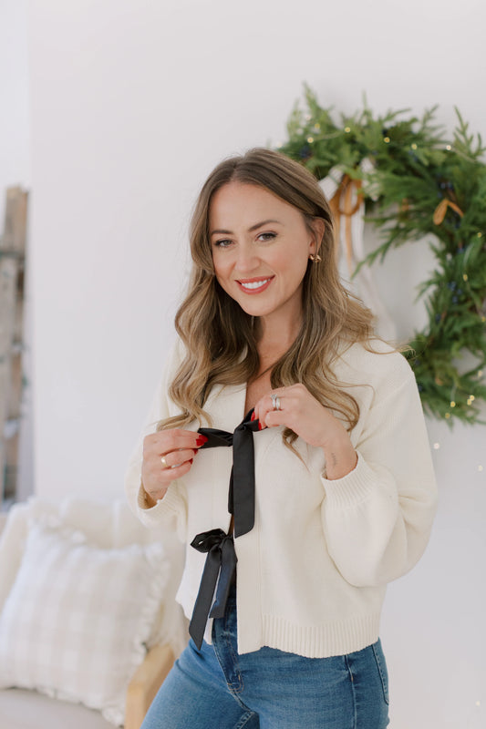 Smash + Tess x Fallon Farinacci Bow Cardigan || Cream