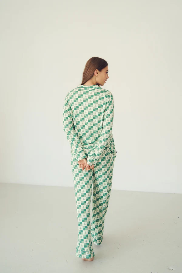 Bambi & Birdie Ladies Collared Set || Evergreen Check