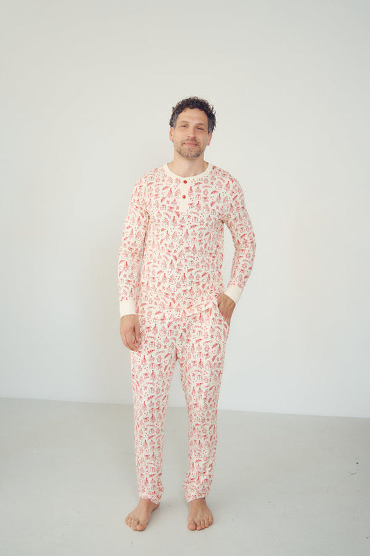 Bambi & Birdie Men's Henley Wide Leg Set || Holiday Sketch