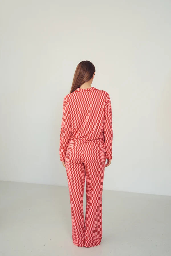 Bambi & Birdie Ladies Collared Set || Candy Cane Check