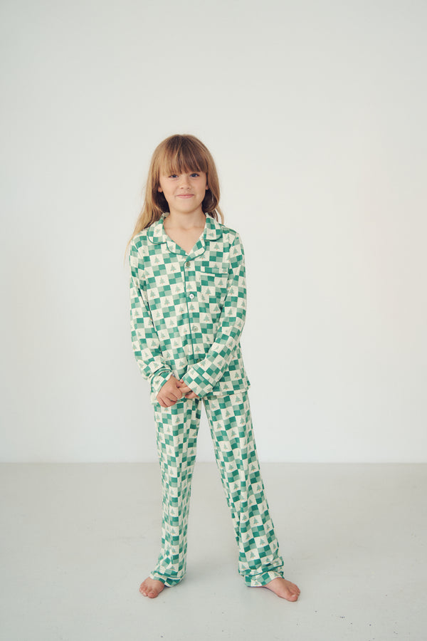 Bambi & Birdie Kids Collared Set || Evergreen Check