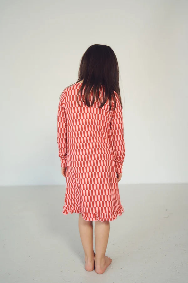 Bambi & Birdie Ruffled Sleep Dress || Candy Cane Check