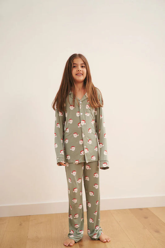 Bambi & Birdie Kids Collared Button Down Set || Santa