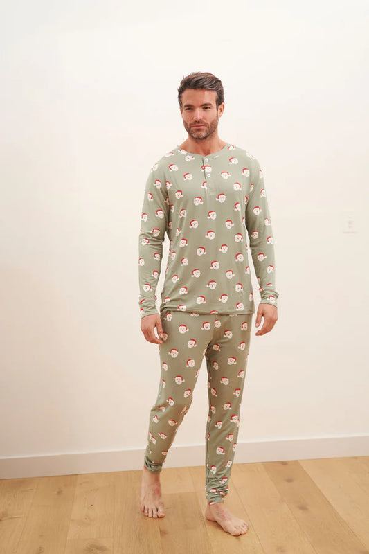 Bambi & Birdie Mens Henley Jogger Set || Santa