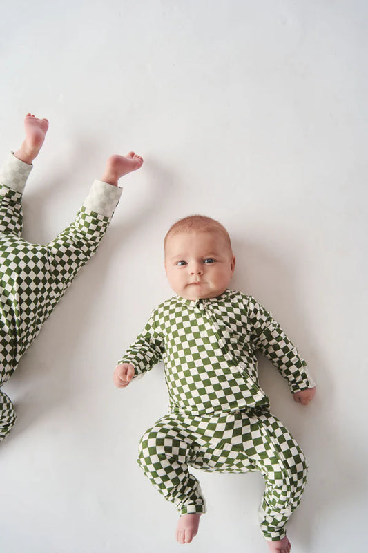 Bambi & Birdie Zipper Sleeper || Green Check