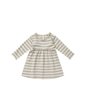 long sleeve baby dress || basil stripe