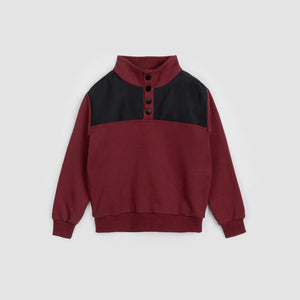 Half Button Sweatshirt | Burgundy