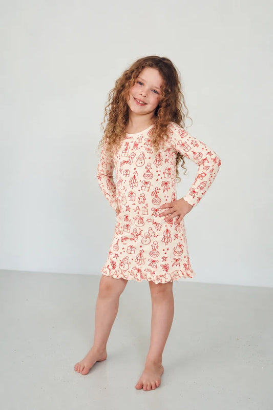 Bambi & Birdie Ruffled Sleep Dress || Holiday Sketch