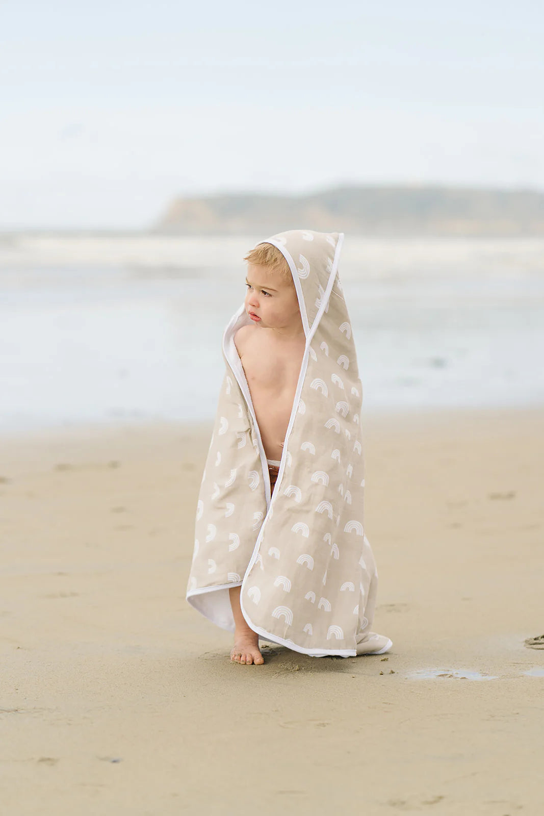 Mebie Baby Muslin Hooded Towel || Sand Rainbow