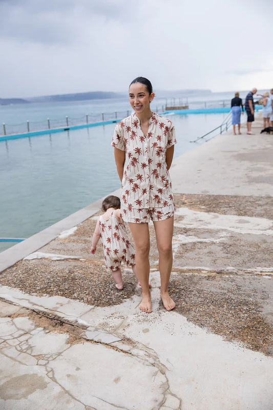 Bambi & Birdie Ladies Mandarin Collar Short Set || Surf Shack