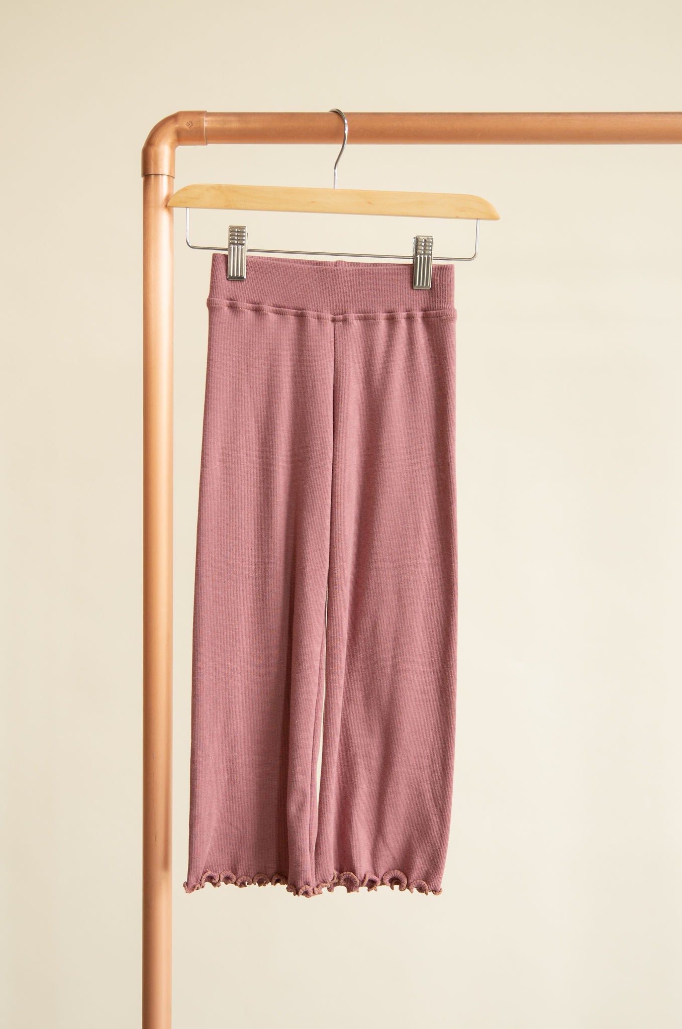 Jax and Lennon Ribbed Lettuce Hem Pants || Amethyst